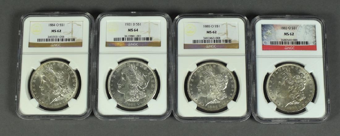 Four Morgan Dollars, All Graded by NGC Includes 1883-O; (1 of 2)