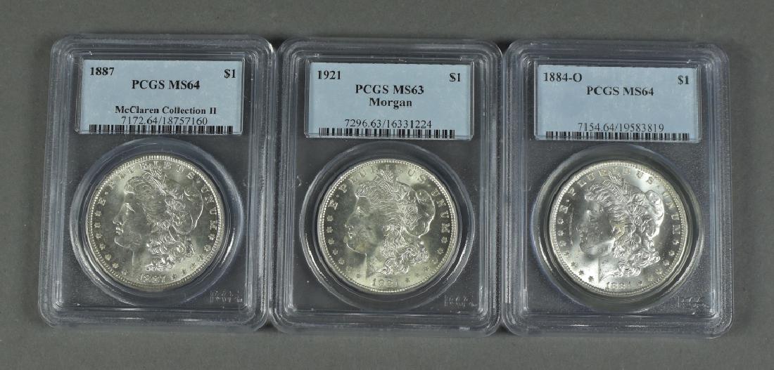 Three Morgan Dollars All Graded MS64 by PCGS Dates are (1 of 2)