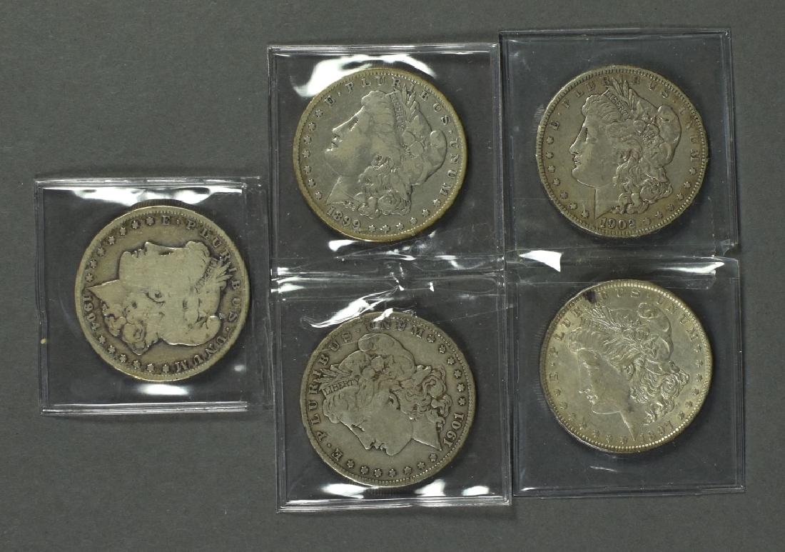Five Morgan Dollars in Various Circulated Grades Dates (1 of 2)