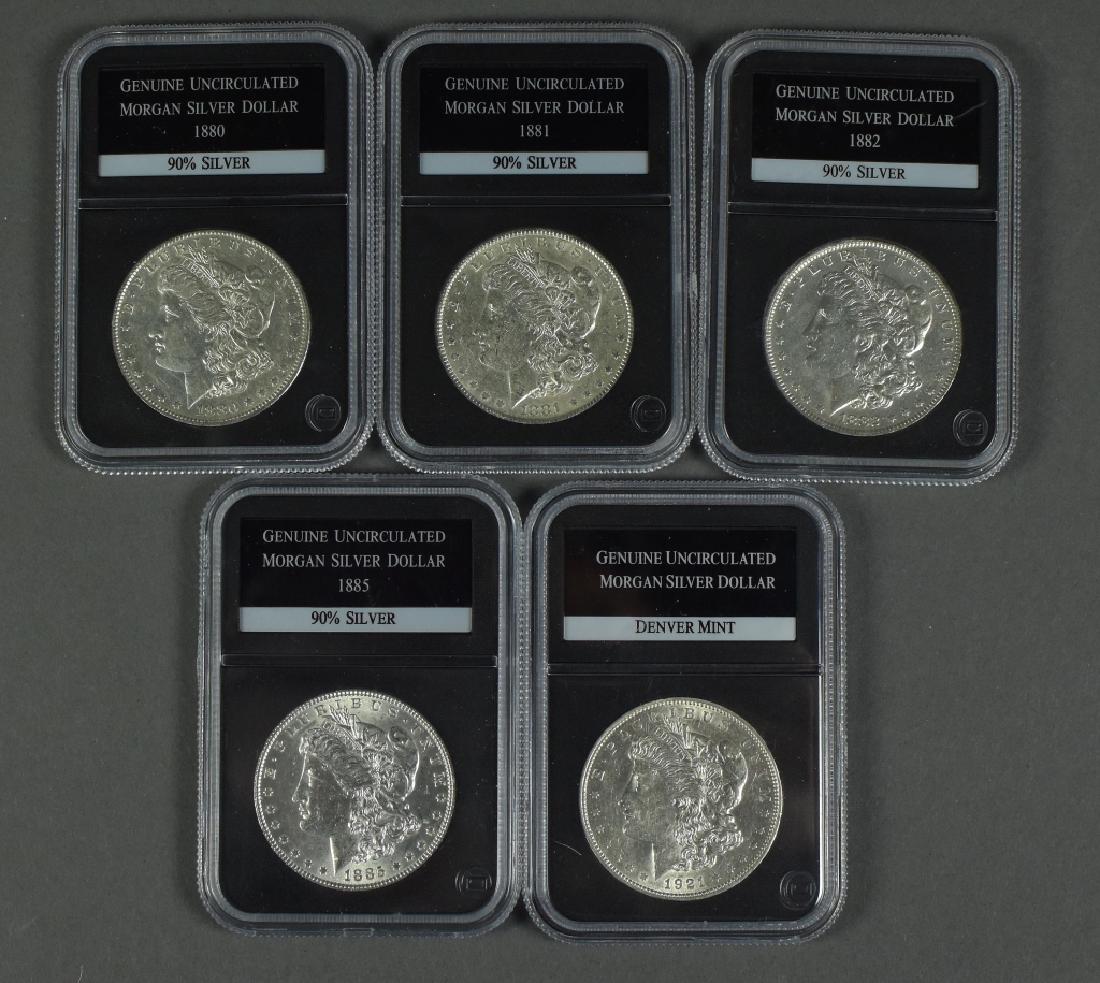 Five Morgan Dollars, Grading AU or Better Dates include (1 of 2)