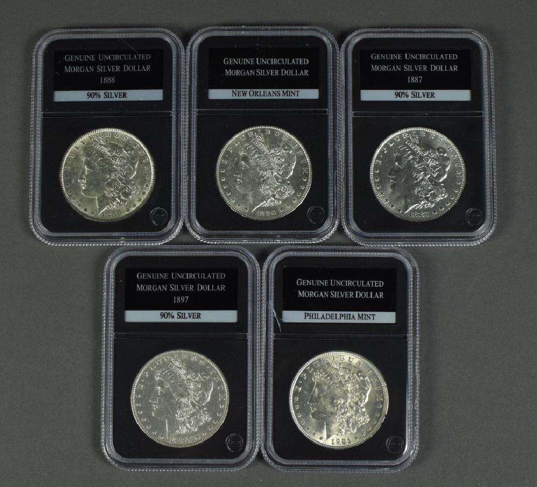 Five Morgan Dollars, Grading AU or Better Dates include (1 of 2)