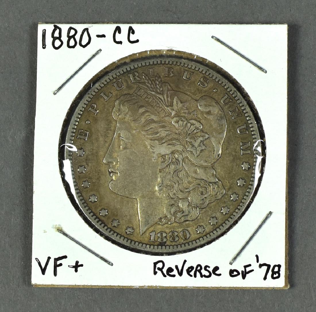 Scarce 1880-CC Morgan Dollar This coin grades VF+ and (1 of 2)