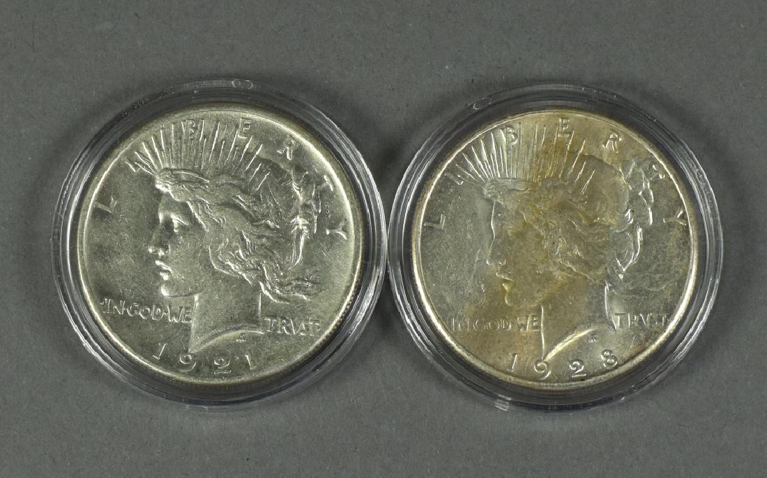 Two Better Date Peace Dollars 1921 (VF+) and 1928-S (1 of 2)