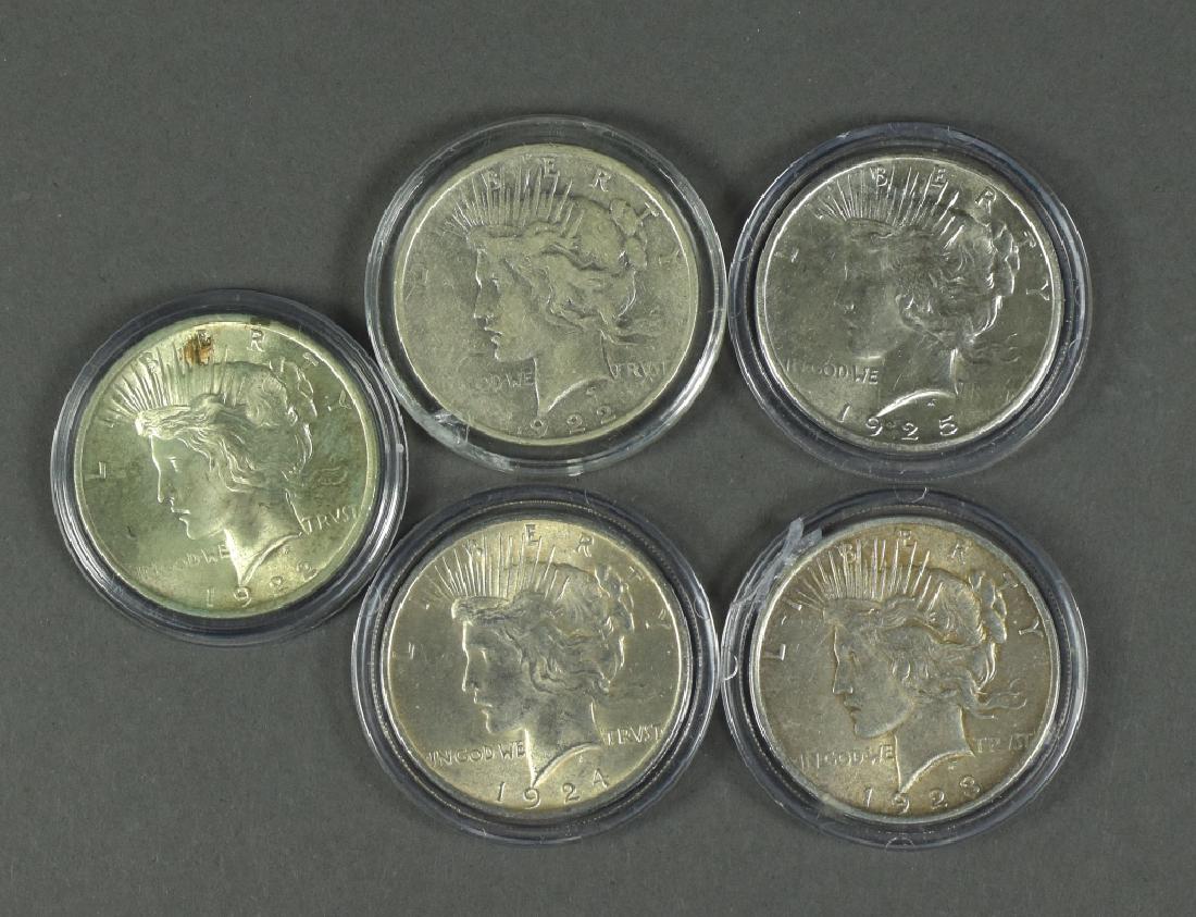 Five Peace Dollars Grading F- Uncirculated Dates are (1 of 3)