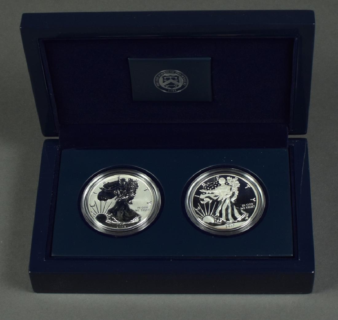 2013 Silver Eagle Two Coin Proof Set W Mint Mark; (1 of 3)