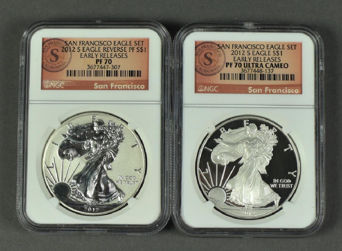 2012-S Two Coin Silver Eagle Set Proof 70 Ultra Cameo (1 of 2)