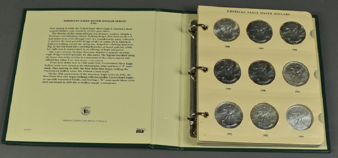 Album of 24 Silver Eagles Uncirculated; no 1994, 1996. (1 of 4)