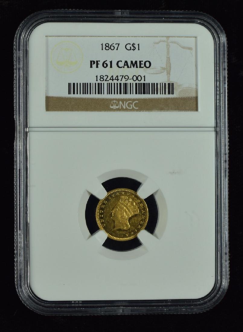 1867 Type Three $1 Gold Coin Graded proof 61 Cameo by (1 of 2)
