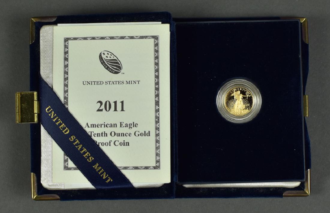 1/10 oz. 2011 Gold American Eagle Coin Proof in mint (1 of 3)
