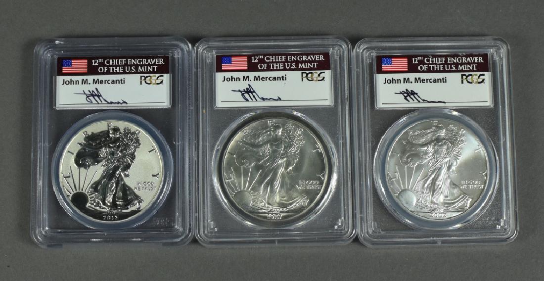 Three Silver Eagles All Signed by John Mercanti (1 of 2)