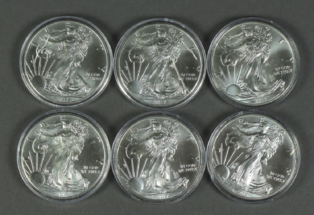 Six Silver Eagles Dated  2017: all uncirculated (1 of 3)