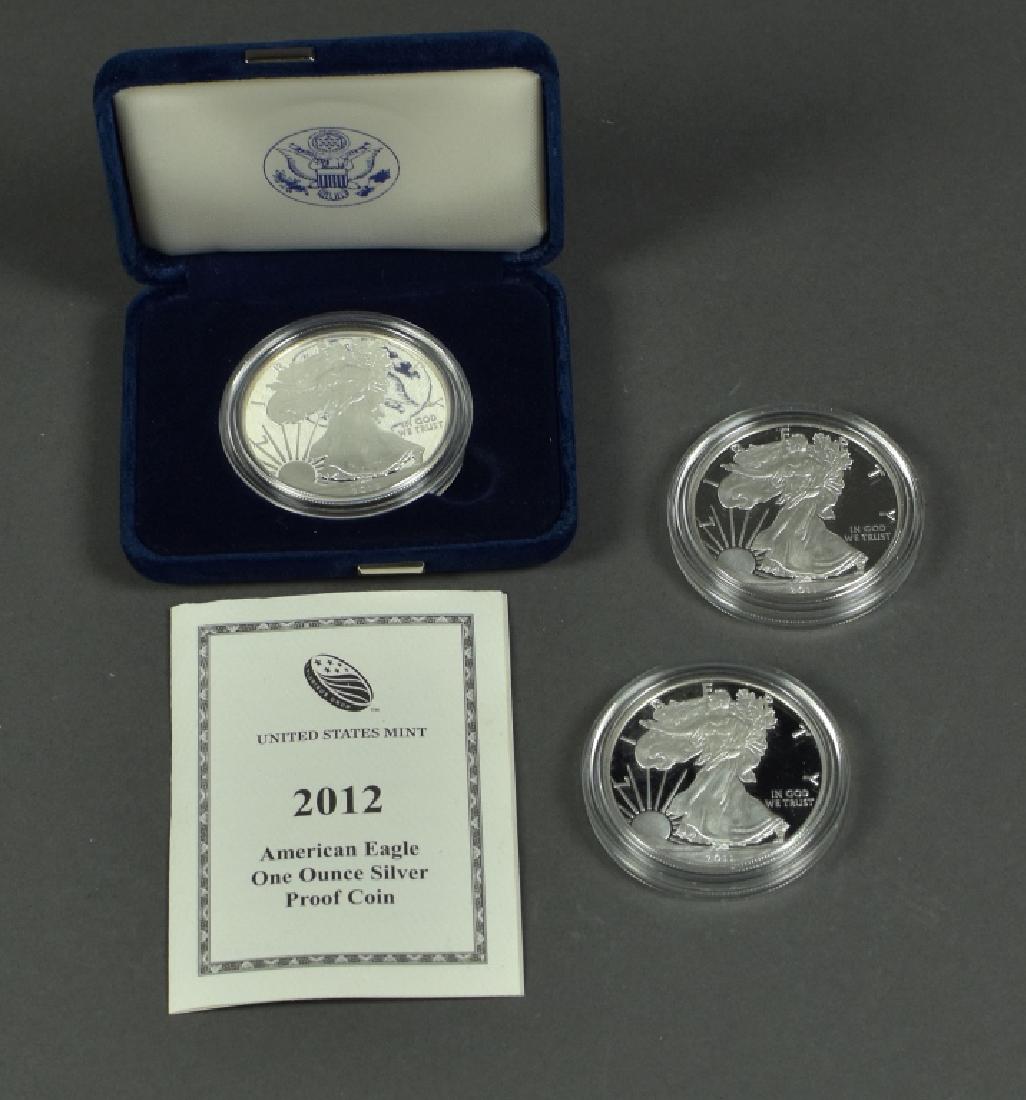 Three Proof Silver Eagles Dates are 2011-W (2) and a (1 of 4)