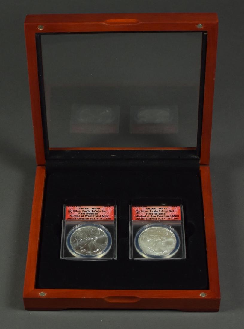 Two Silver Eagles 2013-S and 2013-W graded MS 70 by (1 of 3)