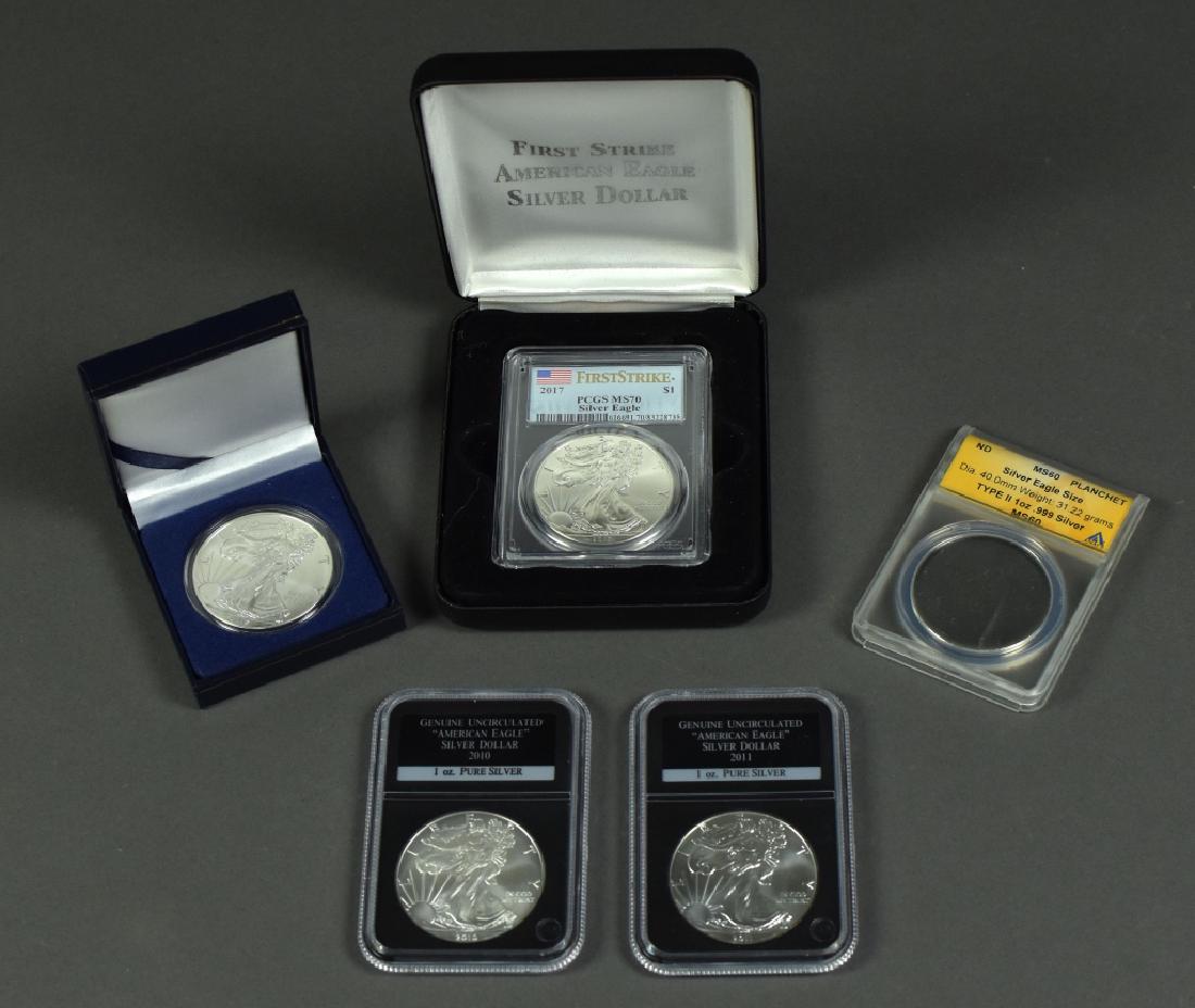 Silver Eagle Lot Includes 2010, 2011, 2017( 2 coins- (1 of 4)