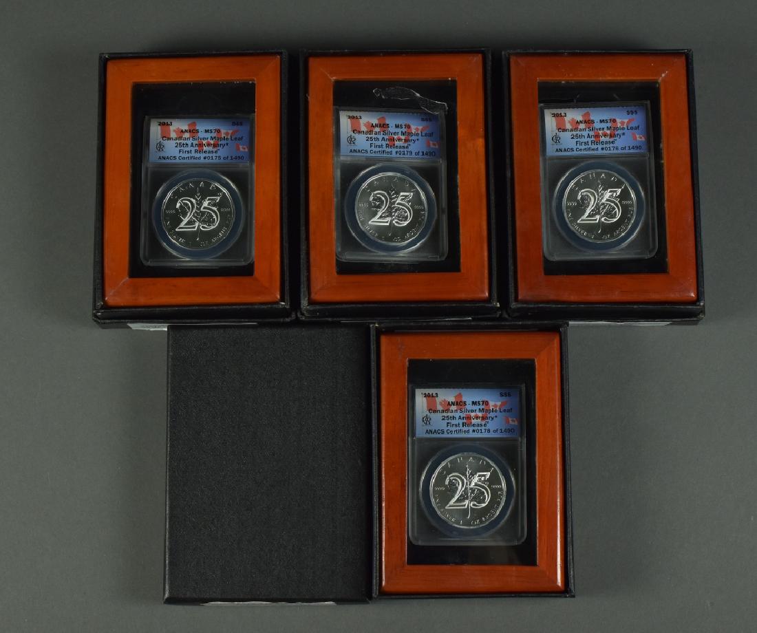 Four 2013 Canadian Silver Coins Maple Leaf 25th (1 of 3)