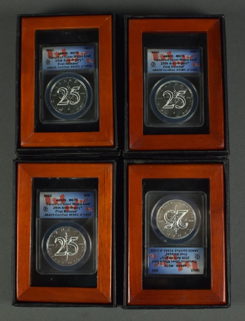 Four 2013 Canadian Silver Coins Maple Leaf 25th (1 of 3)
