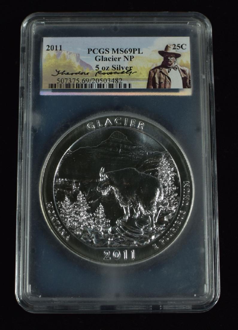 2011 Glacier NP 5 oz. Silver Large Round Certified  MS (1 of 2)