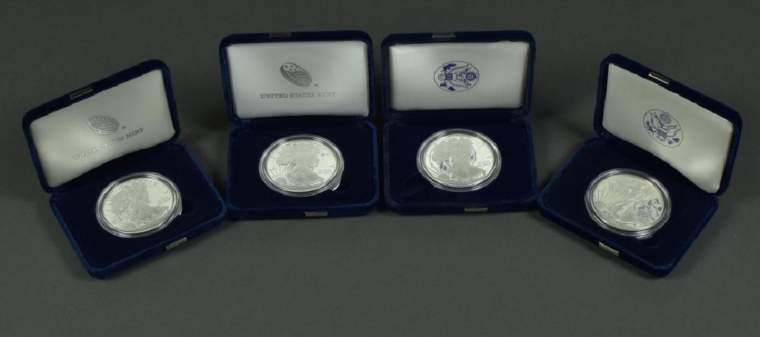Four Proof Silver Eagles in Mint Boxes Dates are 2008 (1 of 4)