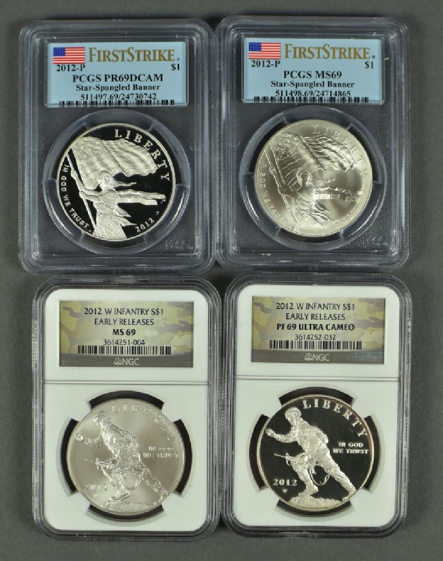 Four 2012 US Commemorative Dollars 2012W Infantry NGC (1 of 2)