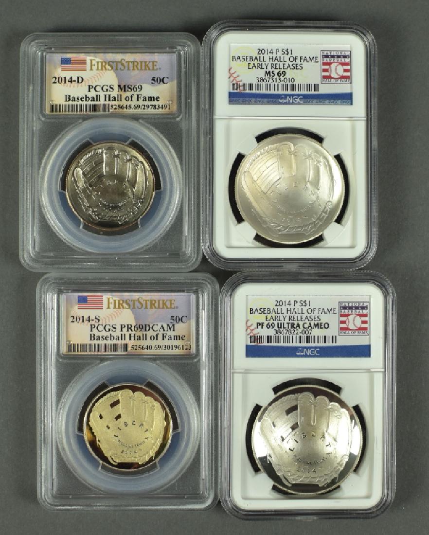 Four US Commemorative Baseball Hall of Fame Coins 2014P (1 of 2)