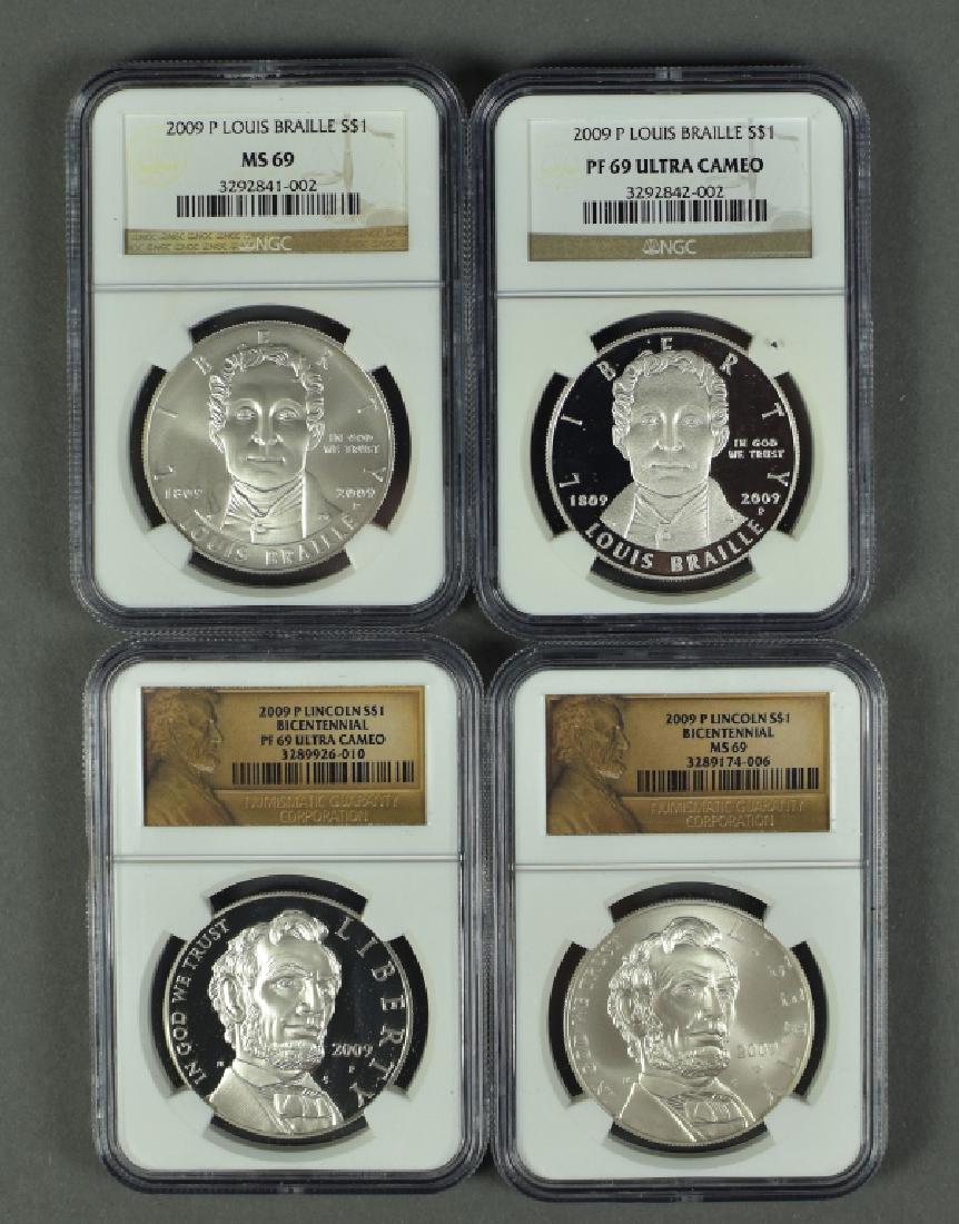 Four US Commemorative Dollars 2009P Lincoln (1 of 2)