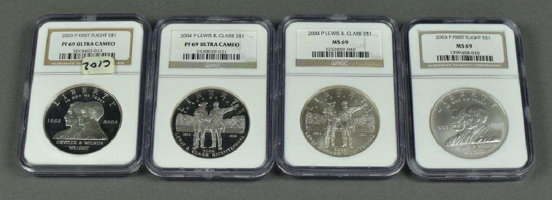 Four US Commemorative Dollars 2004P Lewis and Clark NGC (1 of 2)