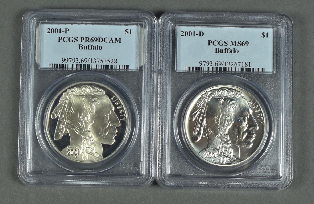 Two 2001 Buffalo Commemorative Dollars 2001P PCGS PR69 (1 of 2)
