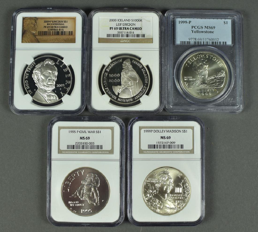 Five US Commemorative Dollars 1995 Civil War NGC MS69, (1 of 2)