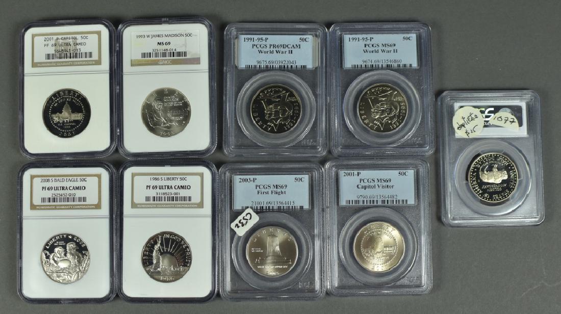 Nine US Commemorative Halves 1986S Liberty NGC PF69, (1 of 2)