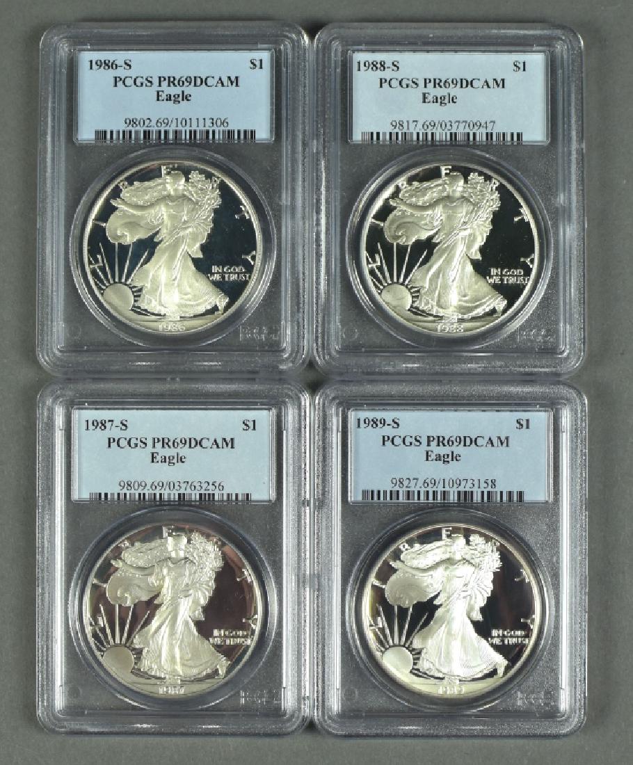 4 US Proof Silver Eagles All PCGS PR69 Deep Cameo (1 of 2)