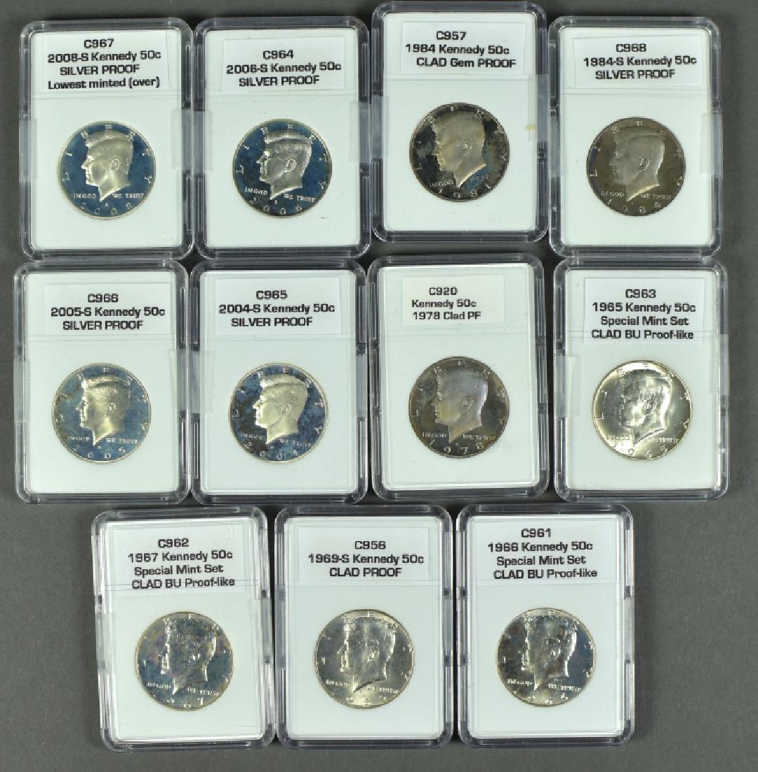 11 Mixed Kennedy Halves Including Unc. 1965, 1960, (1 of 2)