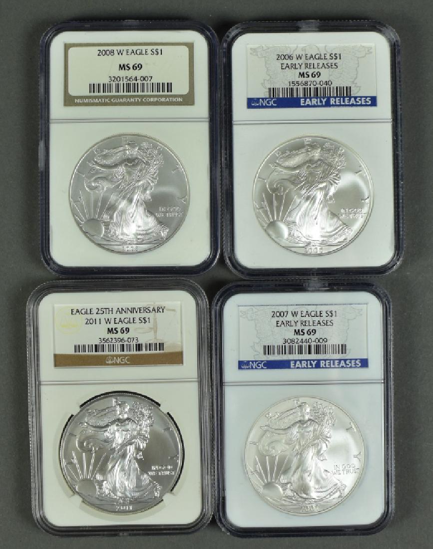 4 Different Dates West Point Unc. Silver Eagles All NGC (1 of 2)
