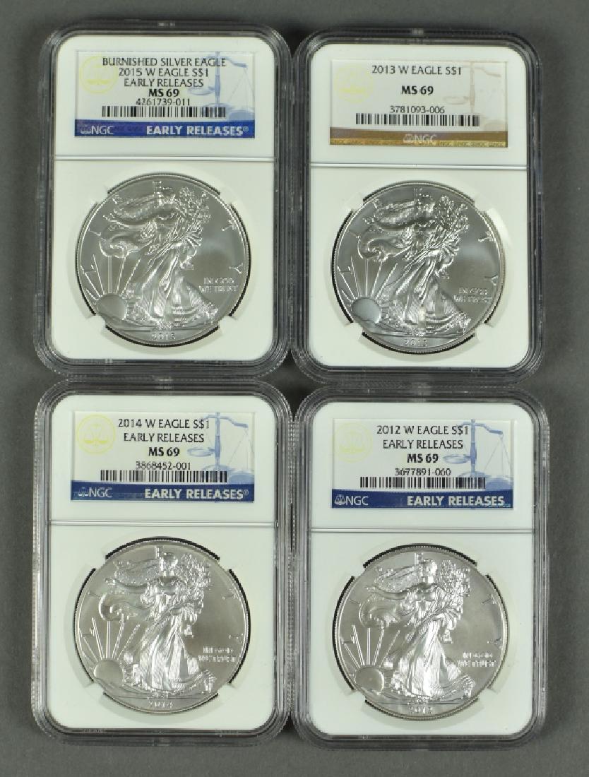 4 Different Dates West Point Unc. Silver Eagles All NGC (1 of 2)