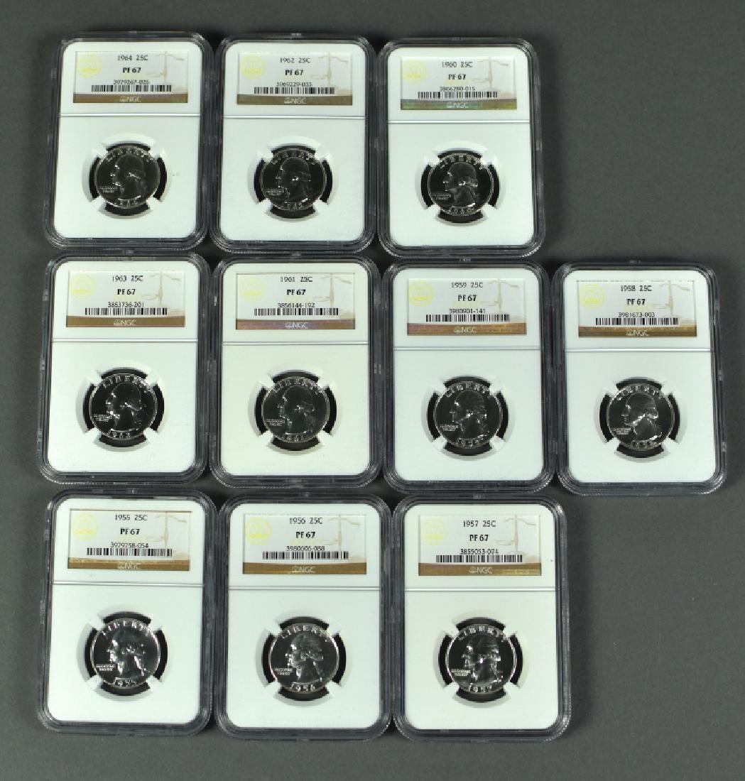 10 Silver Proof Quarters All NGC Proof 67 1955-1964. (1 of 4)