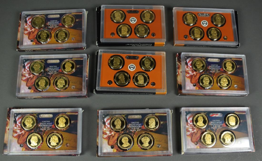 9 Presidential Dollar Proof Sets In original packaging. (1 of 4)