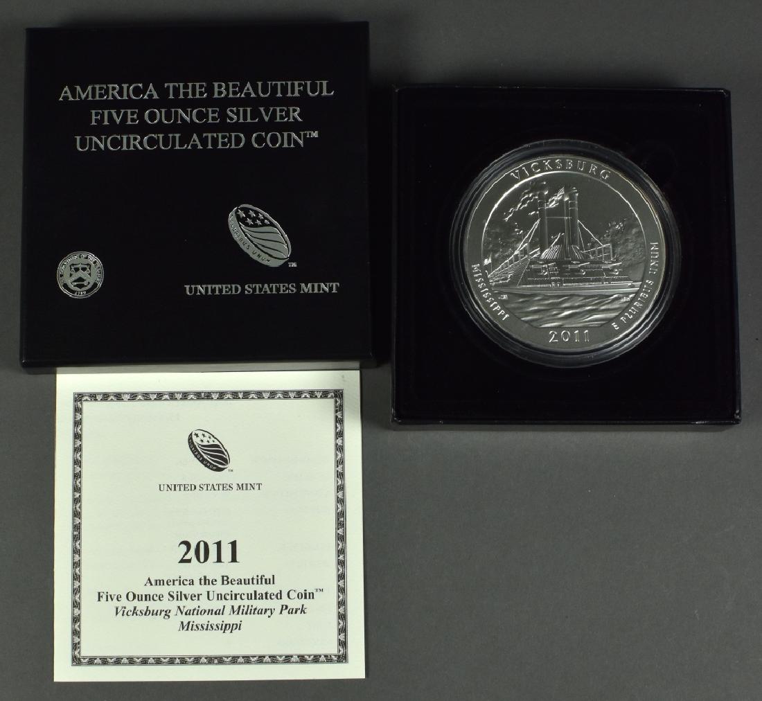 2011 5 Oz. Silver Vicksburg America the Beautiful coin. (1 of 2)