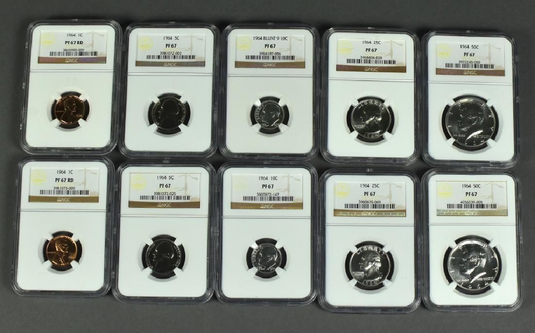 Two 1964 5 Coin Proof Sets All NGC PF67. 10 Coins (1 of 4)