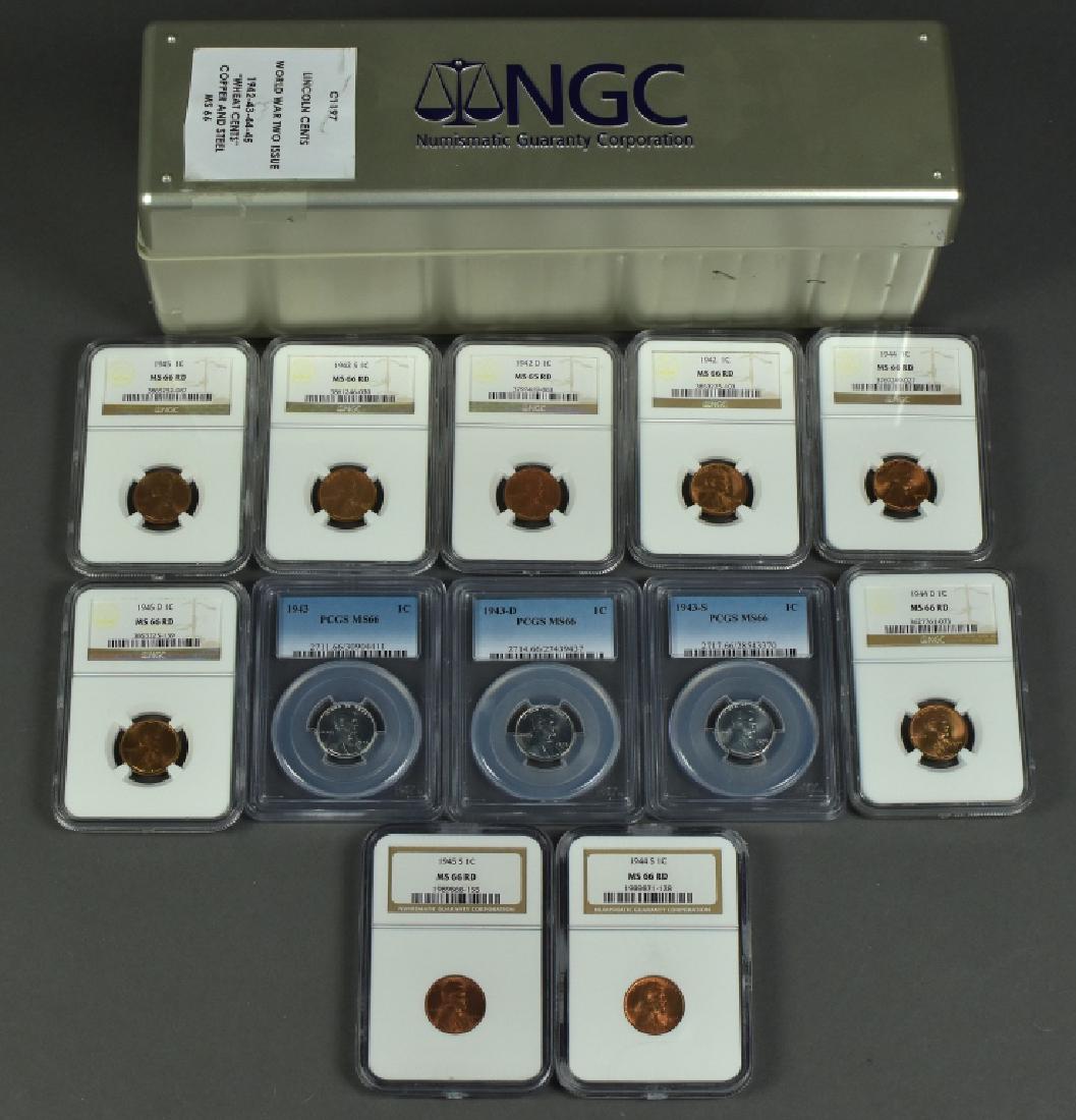 1942-1945 PDS Lincoln Cents All MS66 9 By NGC and 3 (1 of 5)