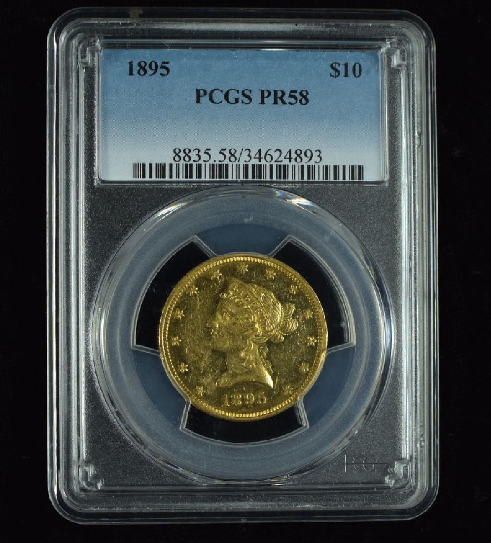 1895 Liberty $10 Gold Coin Graded proof 58 by PCGS, (1 of 2)