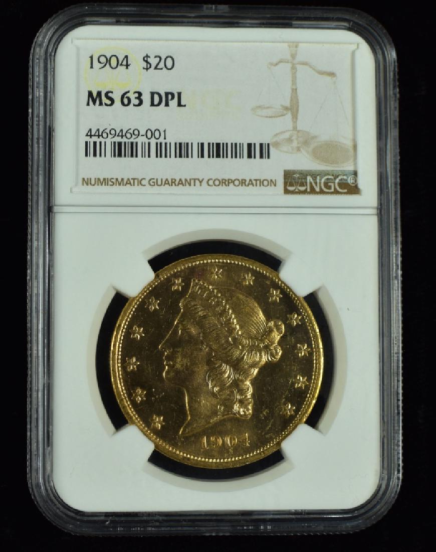 1904 Liberty $20 Gold Coin Graded MS 63 DPL by NGC.  A (1 of 2)
