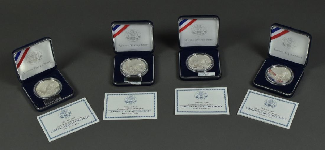 Four 2008 Proof Bald Eagle Comm. Dollars All in: All in original boxes.