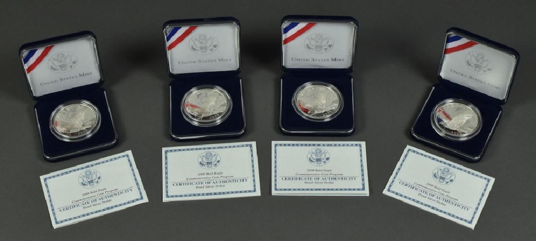 Four 2008 Proof Bald Eagle Comm. Dollars All in: All in original boxes.