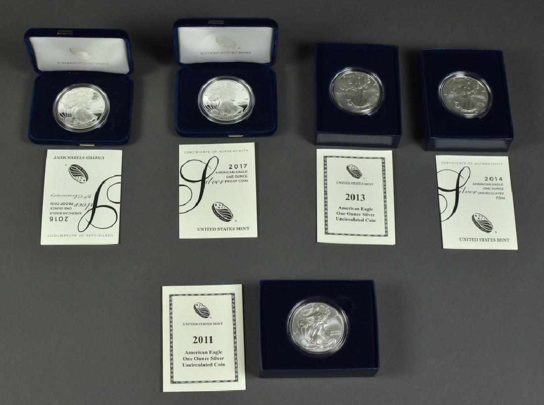 2016W and 2017W Proof Silver Eagles And 2011W, 2013W, (1 of 5)