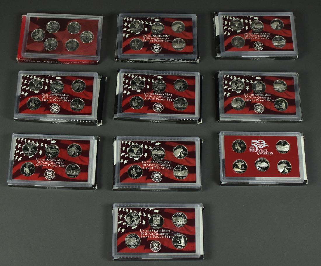 10 Silver Quarter Only Proof Sets 8 2007, 2008, 2009. (1 of 6)