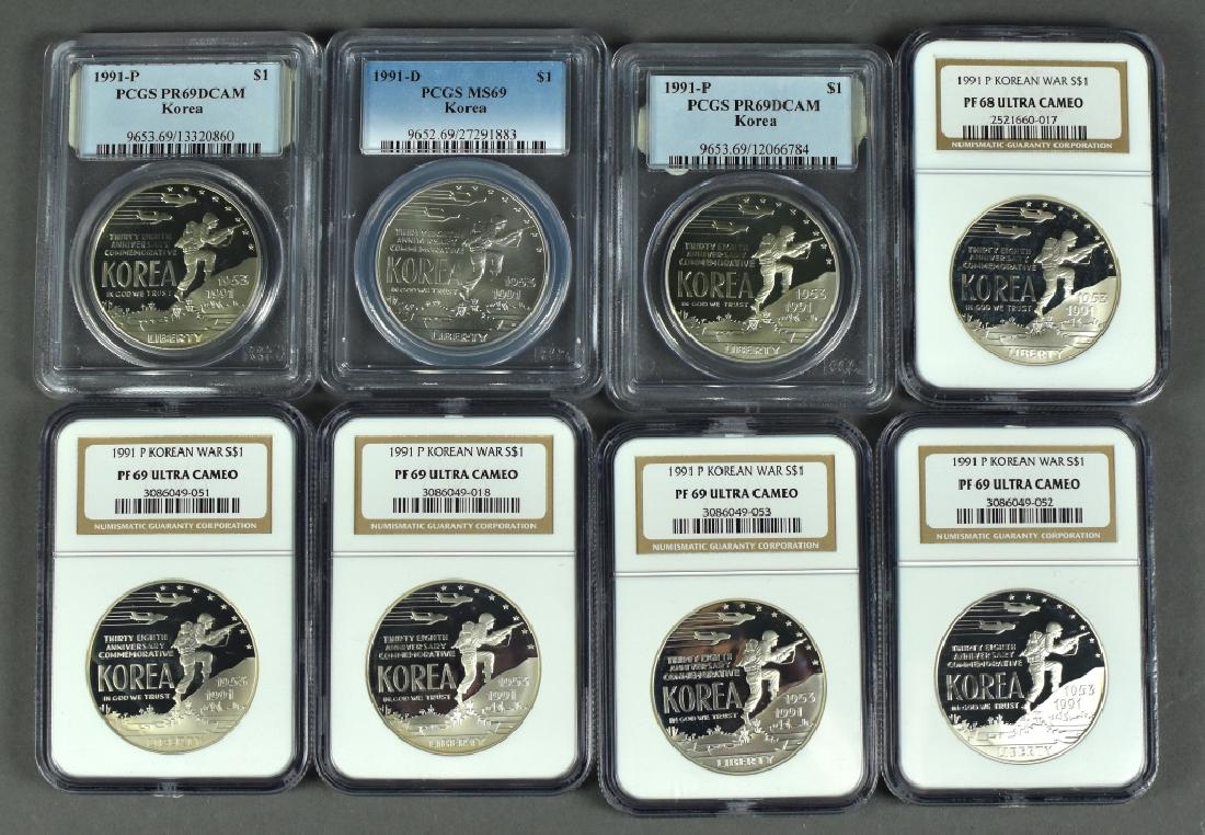 8 1991 P and A 1991 D Korea Comm. Dollars PCGS MS69, 2 (1 of 2)