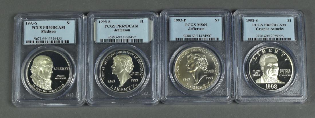 4 US Commemorative Dollars 1993 P Jefferson PCGS MS69, (1 of 2)