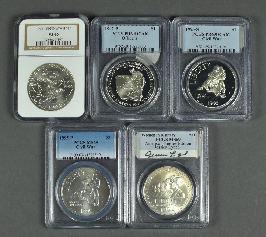 5 US Commemorative Dollars 1995P Civil War PCGS MS69, (1 of 2)