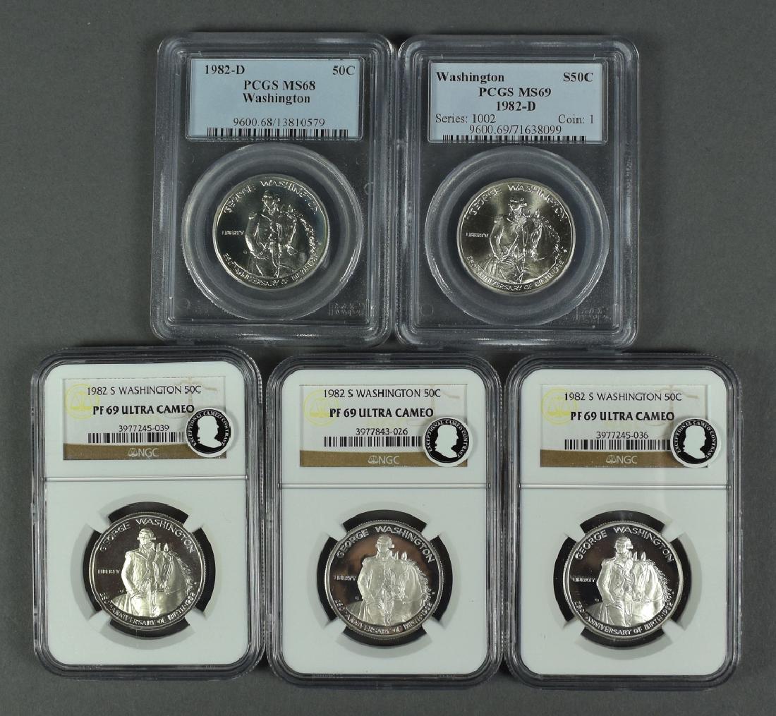 5 1982 Washington Commemorative Halves 2 1982D PCGS (1 of 2)