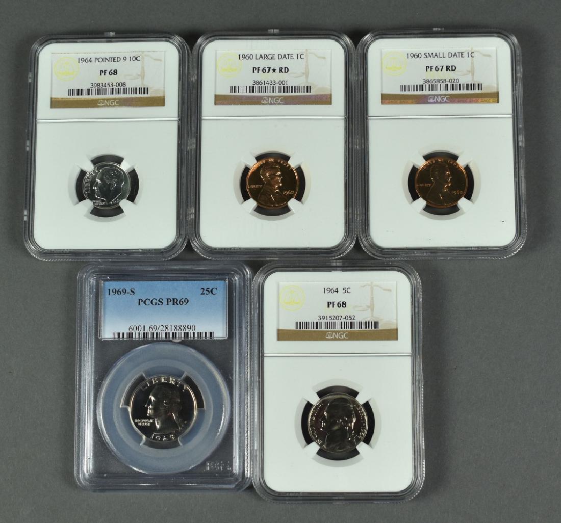 6 Slabbed Proof Coins 1960 small and large date cents (1 of 2)