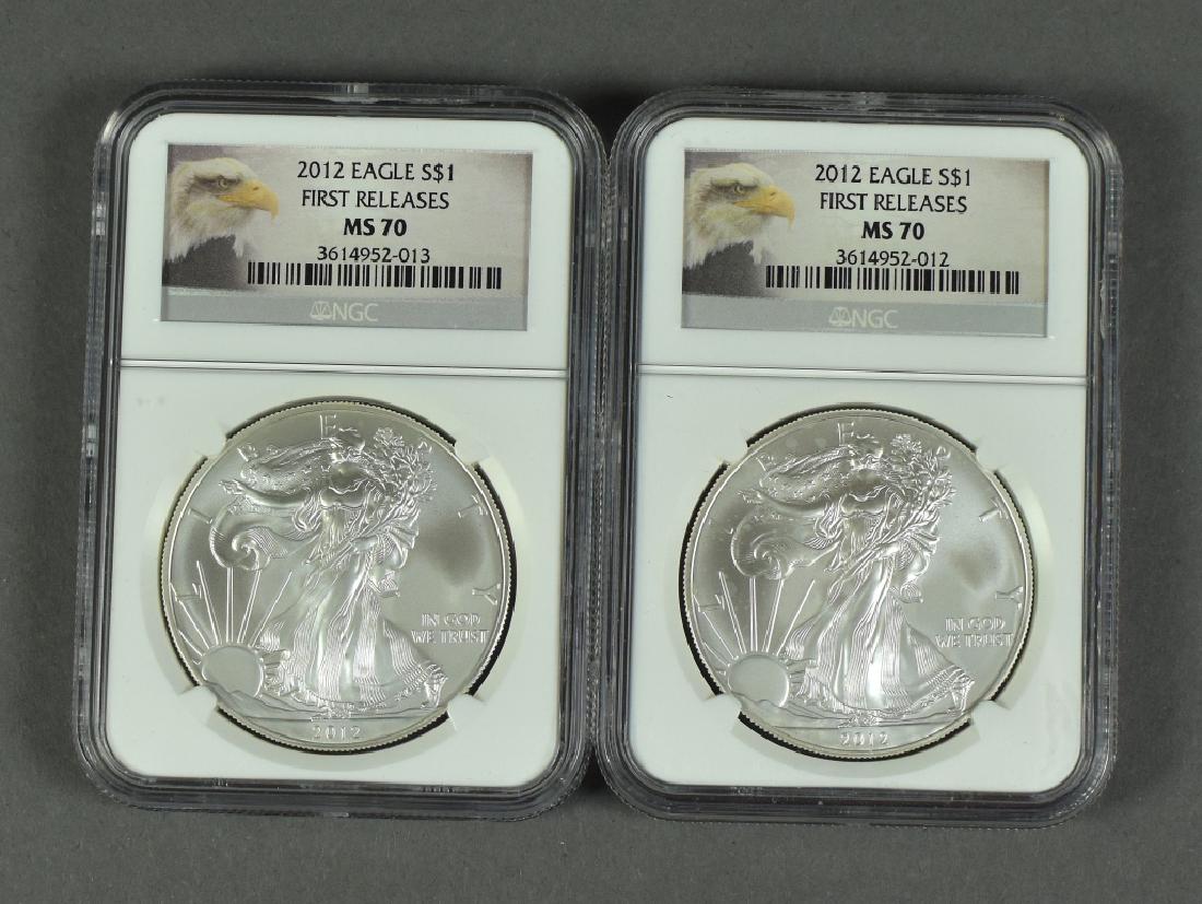 Two 2012 Silver Eagles- First Releases Coins graded (1 of 2)